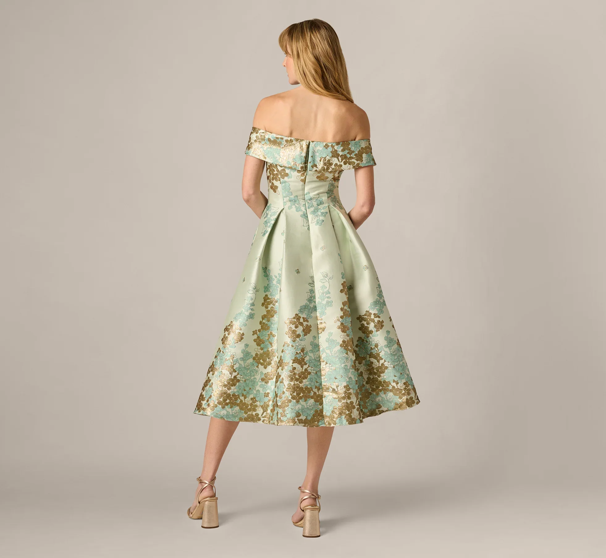 Adrianna Papell Floral Jacquard Dress AP1E211223 - Image 3