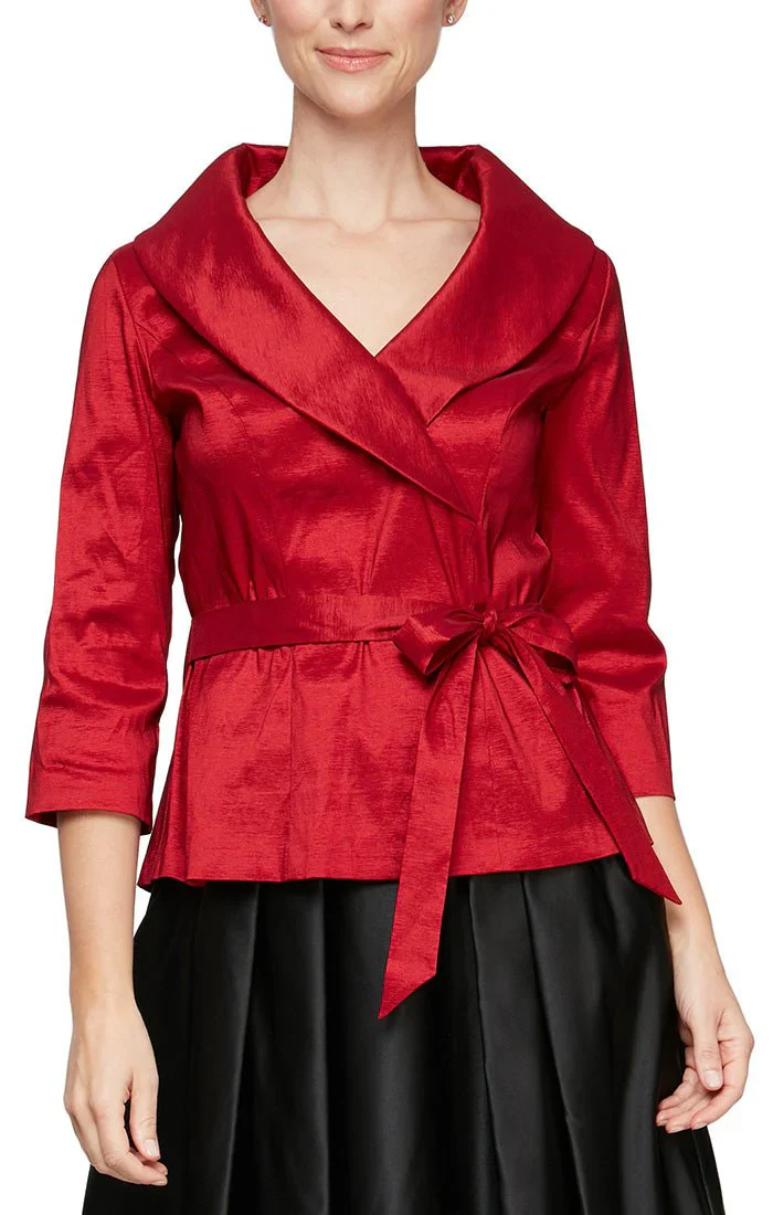 Alex Evenings 3/4 Sleeve Stretch Taffeta Blouse with Tie Waist Detail 8366625 - Image 3