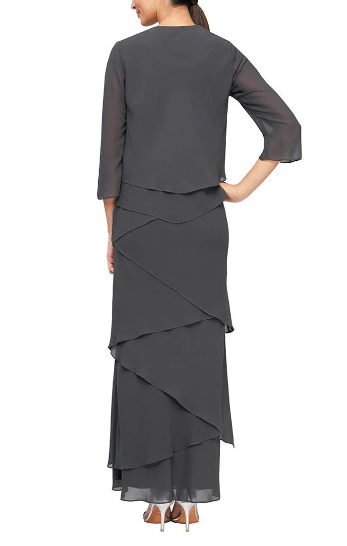 Alex Evenings Chiffon Tiered Tank Jacket Dress 8492001 - Image 11