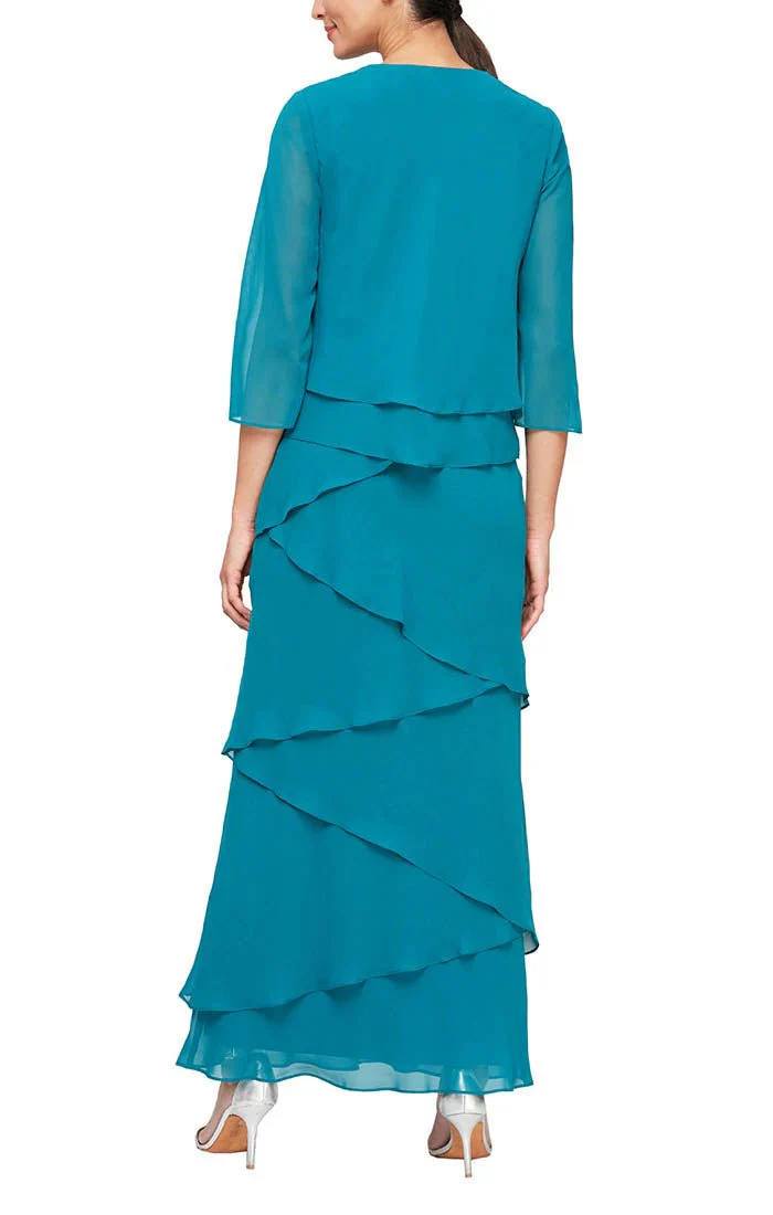 Alex Evenings Chiffon Tiered Tank Jacket Dress 8492001 - Image 15