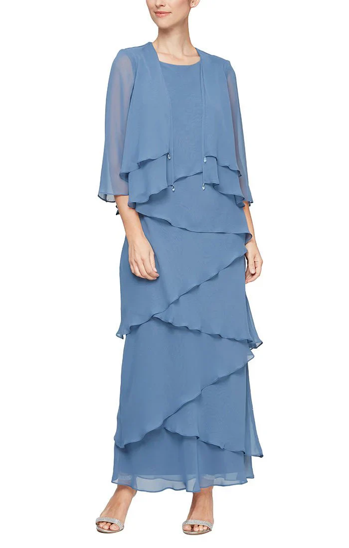 Alex Evenings Chiffon Tiered Tank Jacket Dress 8492001 - Image 2