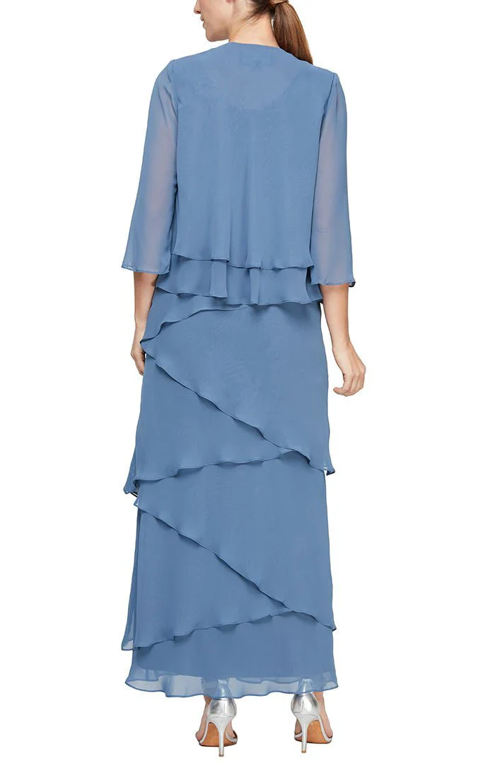 Alex Evenings Chiffon Tiered Tank Jacket Dress 8492001 - Image 3