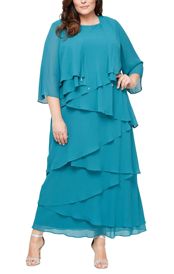Alex Evenings Chiffon Tiered Tank Jacket Dress 8492001 - Image 4