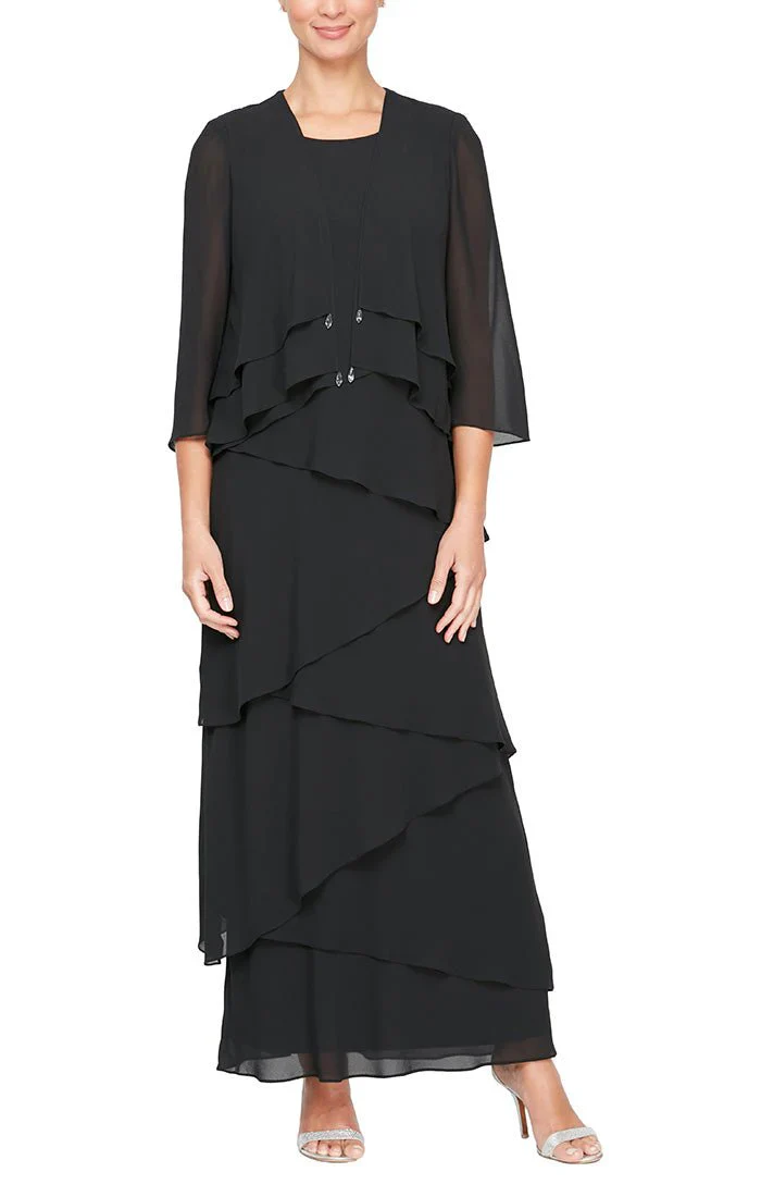 Alex Evenings Chiffon Tiered Tank Jacket Dress 8492001 - Image 5