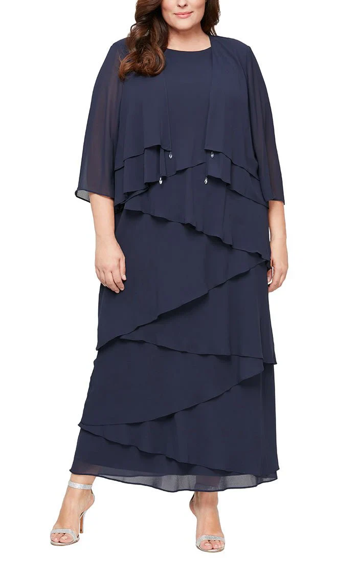 Alex Evenings Chiffon Tiered Tank Jacket Dress 8492001 - Image 6