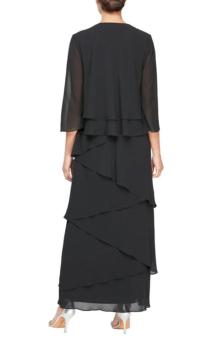 Alex Evenings Chiffon Tiered Tank Jacket Dress 8492001 - Image 8