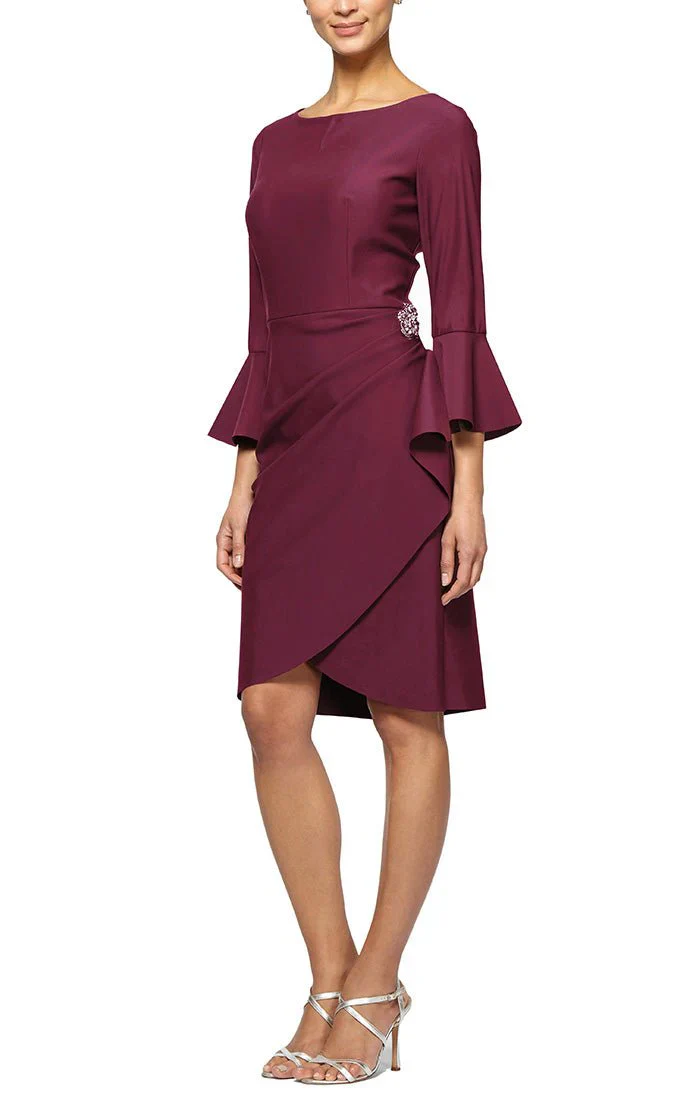 Alex Evenings Compression Cocktail Dress with Bell Sleeves 134183 - Image 3