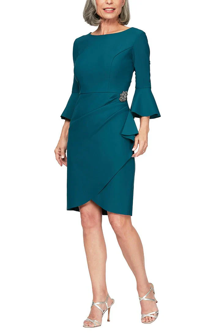 Alex Evenings Compression Cocktail Dress with Bell Sleeves 134183 - Image 4