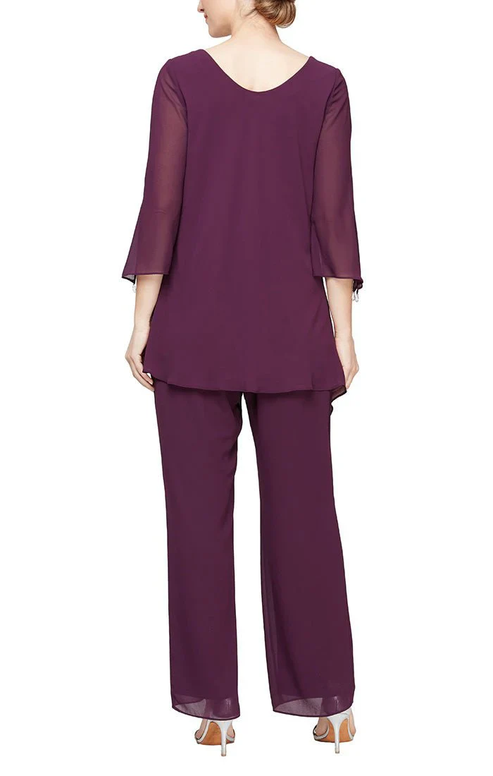 Alex Evenings Frilled Top Chiffon Pantsuit 8192002 - Image 4