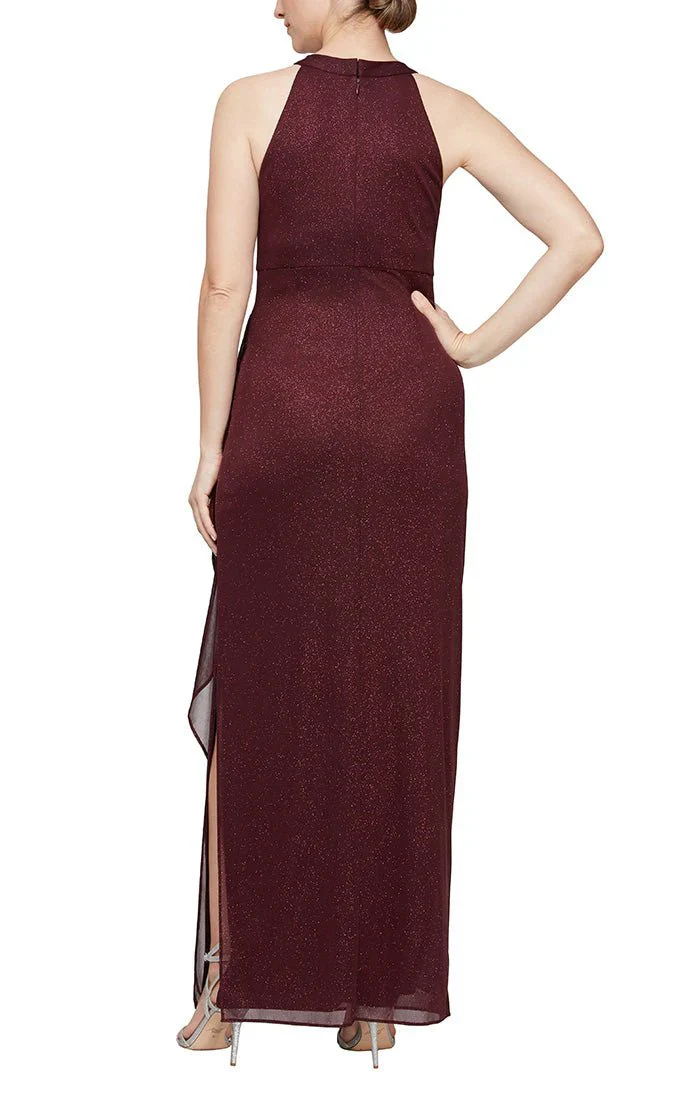 Alex Evenings Glitter Mesh Halter Neck Evening Dress 8133106 - Image 2