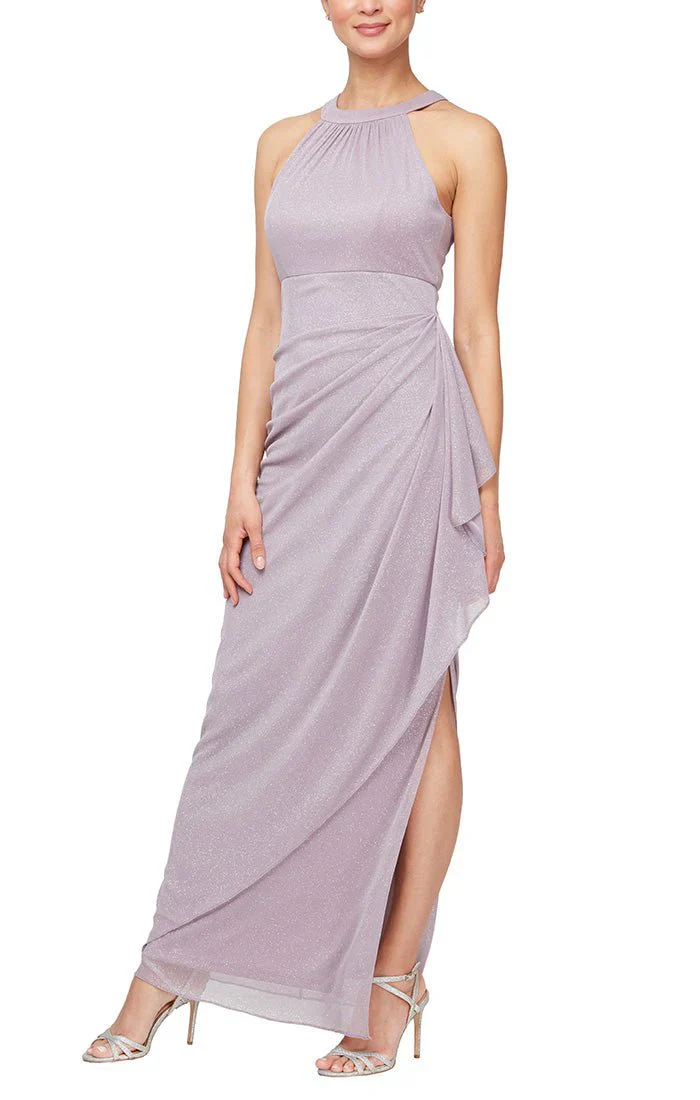 Alex Evenings Glitter Mesh Halter Neck Evening Dress 8133106 - Image 3