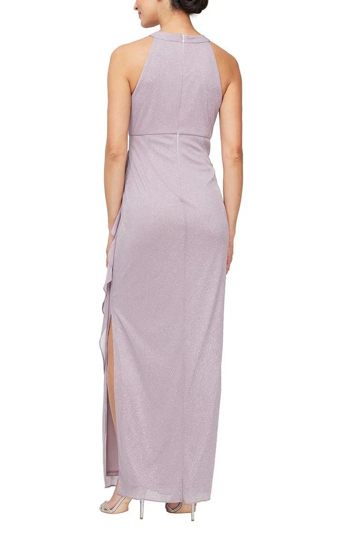 Alex Evenings Glitter Mesh Halter Neck Evening Dress 8133106 - Image 4