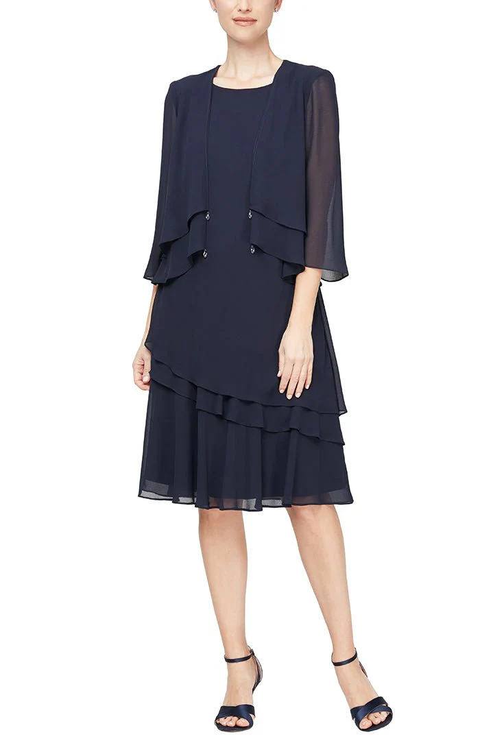 Alex Evenings Knee Length Chiffon 2-Piece Dress 8192005 - Image 11