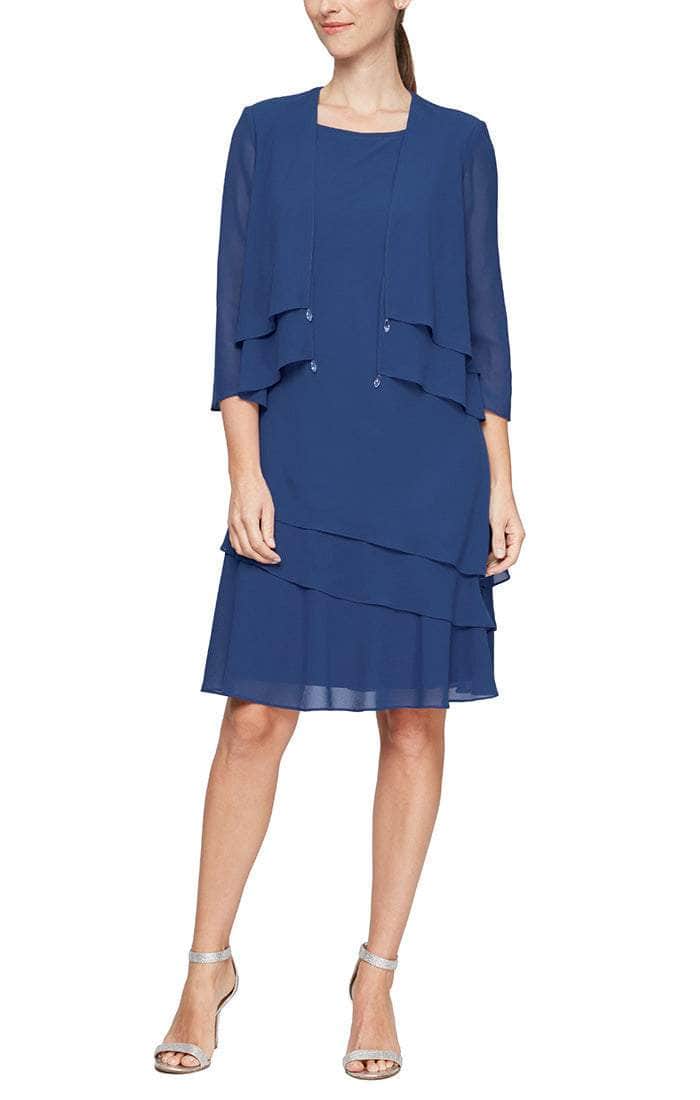 Alex Evenings Knee Length Chiffon 2-Piece Dress 8192005 - Image 3