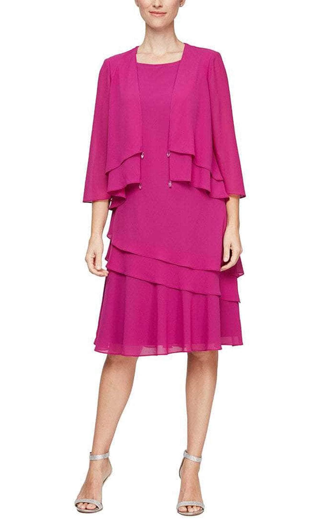 Alex Evenings Knee Length Chiffon 2-Piece Dress 8192005 - Image 5