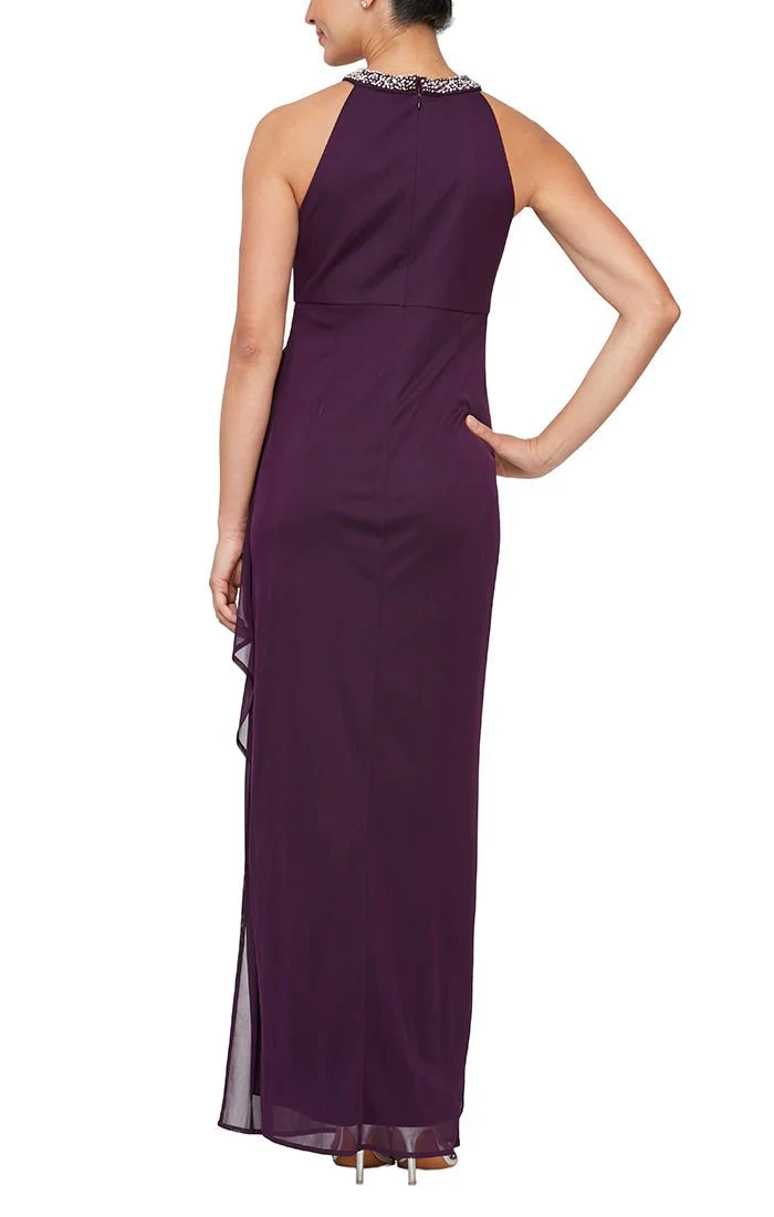 Alex Evenings Mesh Dress with Beaded Halter Neckline 8132966 - Image 2