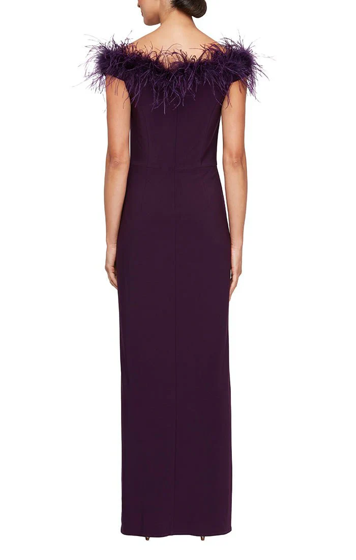 Alex Evenings Off the Shoulder Feather Evening Gown 81351465 - Image 4