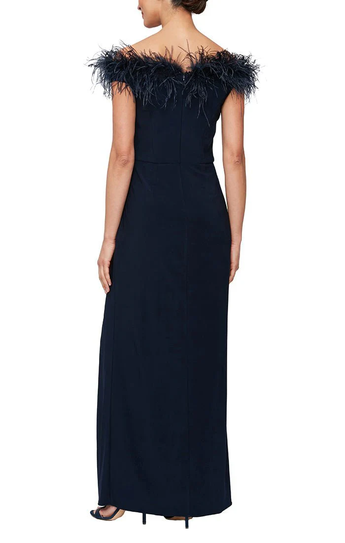 Alex Evenings Off the Shoulder Feather Evening Gown 81351465 - Image 6
