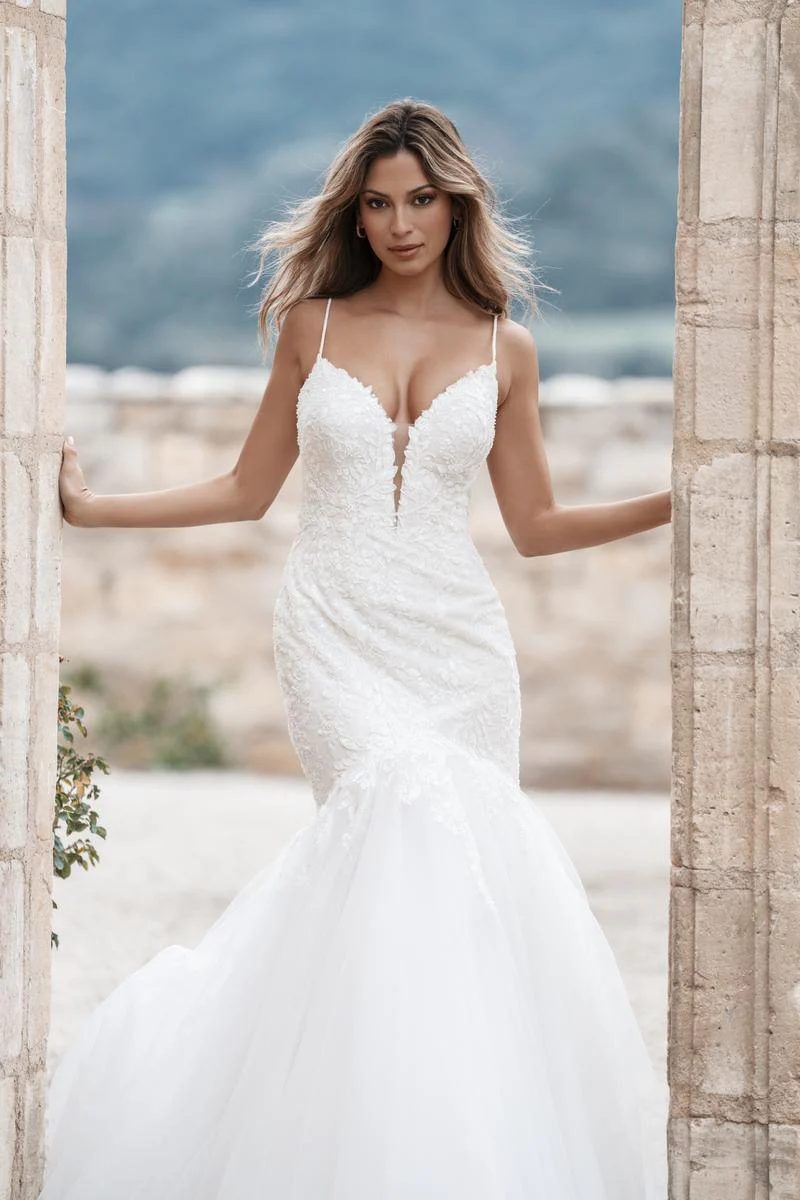 Allure Bridals Fit and Flare Lace Bridal Gown A1260 - Image 3