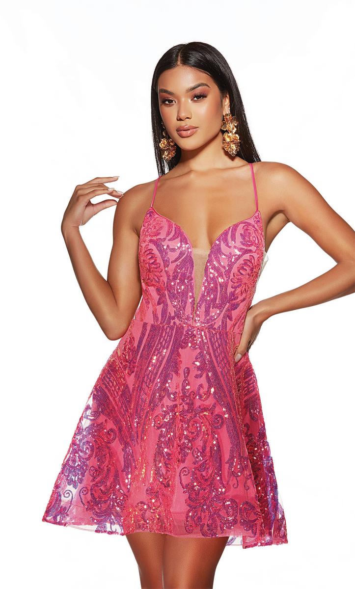 Alyce Paris Sequin A-Line Homecoming Dress 3775 - Image 5