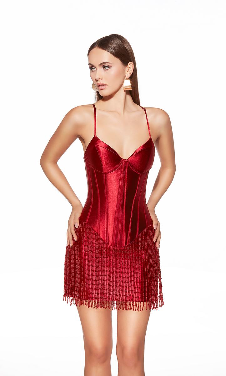 Alyce Paris Dropped Waist Mini Fringe Dress 40118 - Image 3
