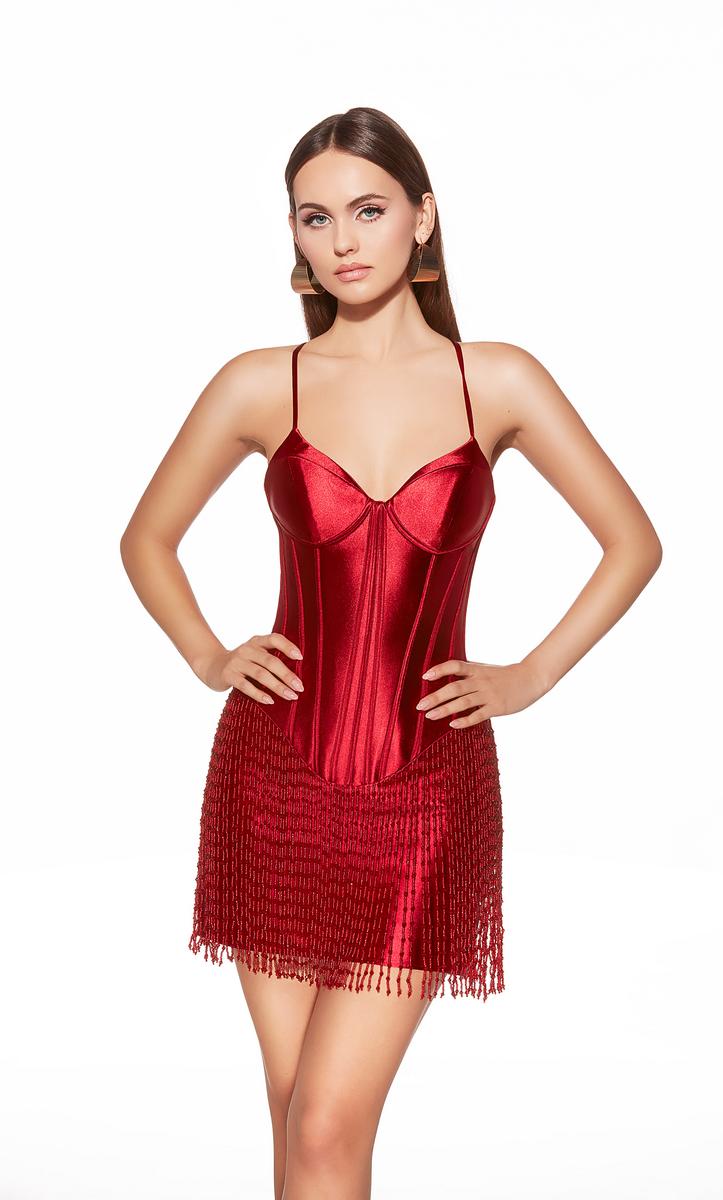 Alyce Paris Dropped Waist Mini Fringe Dress 40118 - Image 4