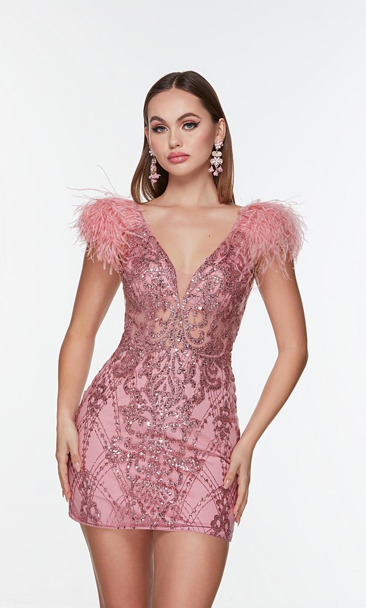 Alyce Short Feather Dress 4501 - Image 9