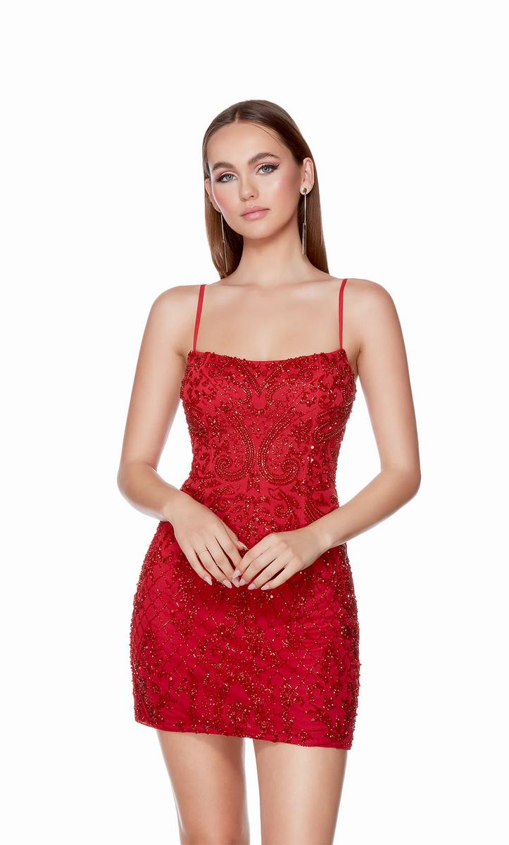Alyce Paris Beaded Lace-up Homecoming Dress 4509 - Image 9