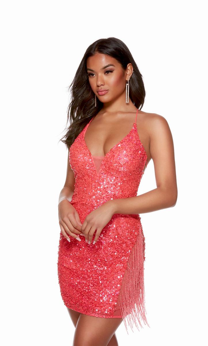 Alyce Paris Side Fringe Sequin Homecoming Dress 4624 - Image 10