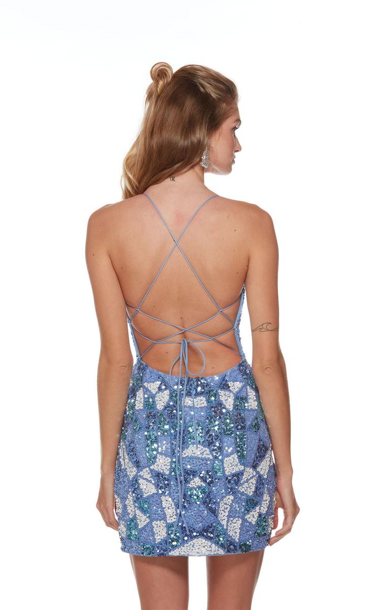 Alyce Paris Geometric Sequin Homecoming Dress 4625 - Image 4