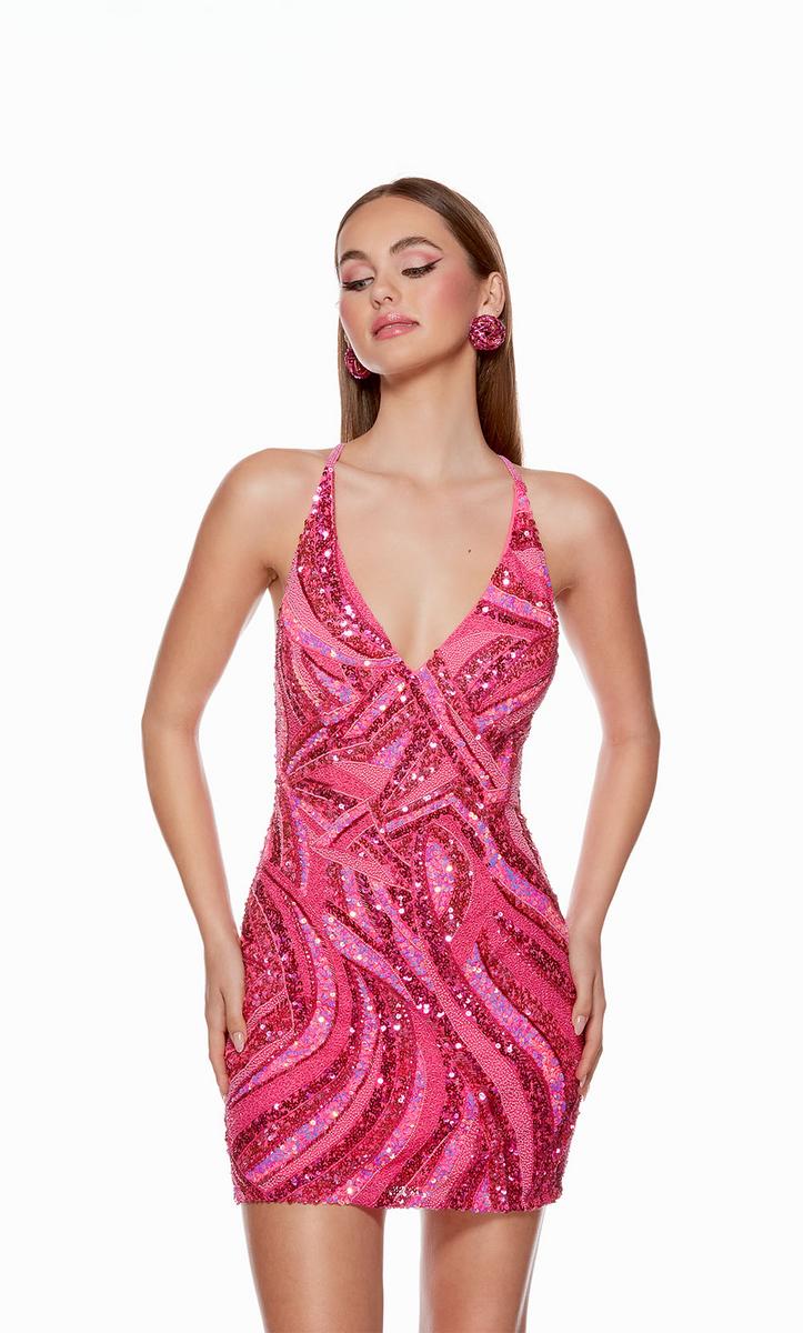 Alyce Paris Sequin Pattern Homecoming Dress 4640 - Image 3