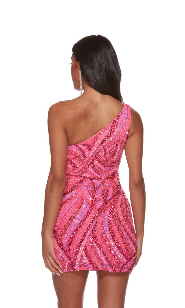 Alyce Paris One Shoulder Sequin Homecoming Dress 4641 - Image 4