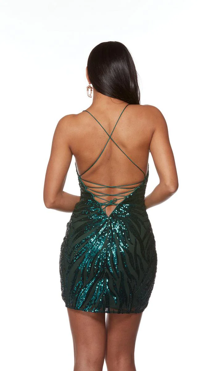 Alyce Paris Sequin Open Back Homecoming Dress 4654 - Image 3