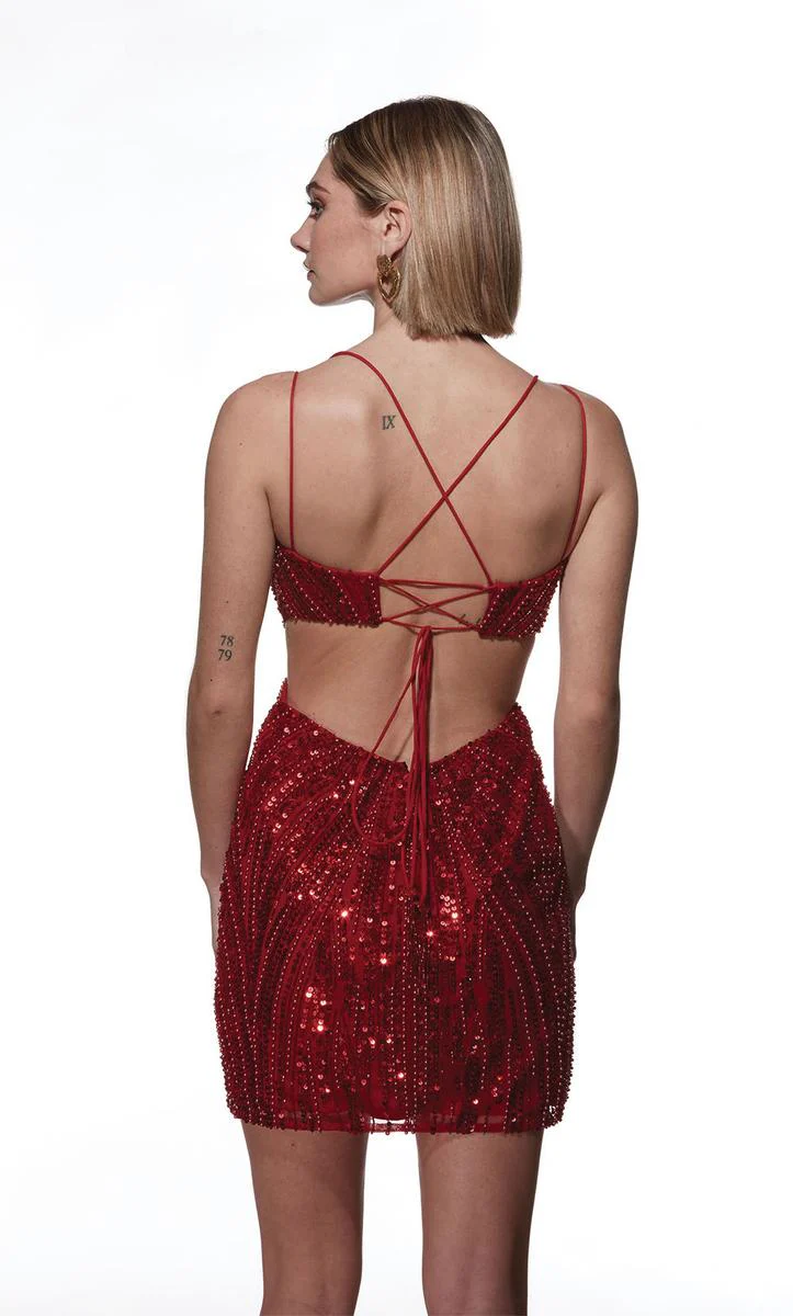 Alyce Paris Beaded Cut Out Homecoming Dress 4838 - Image 5