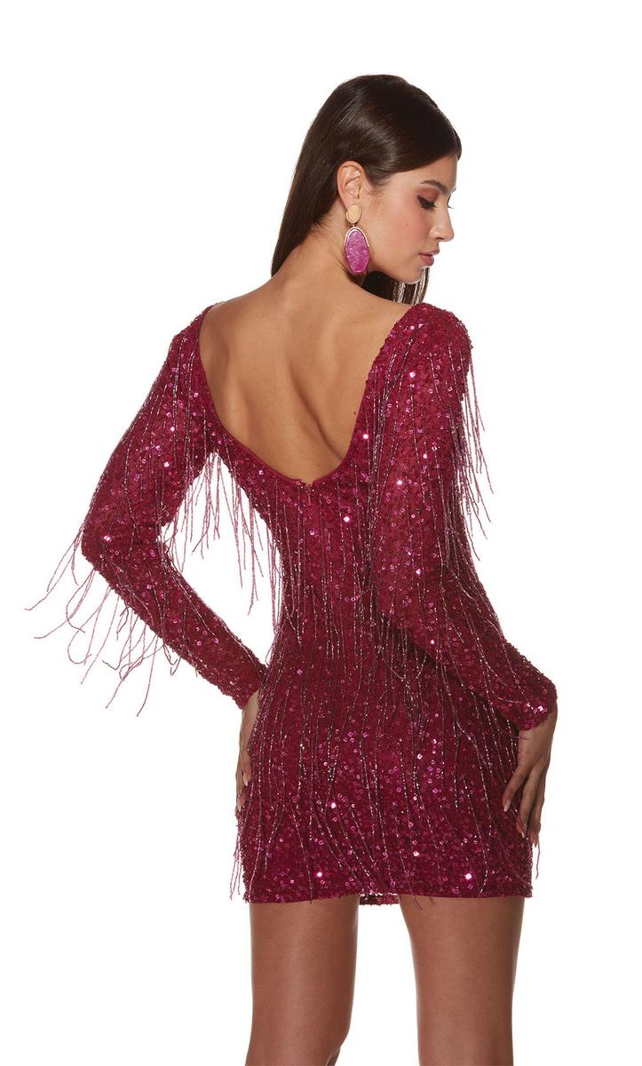 Alyce Paris Long Sleeve Fringe Homecoming Dress 4873 - Image 10