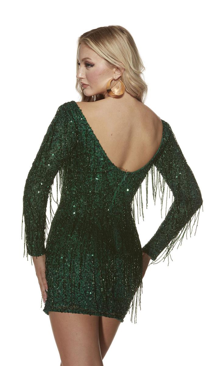 Alyce Paris Long Sleeve Fringe Homecoming Dress 4873 - Image 7