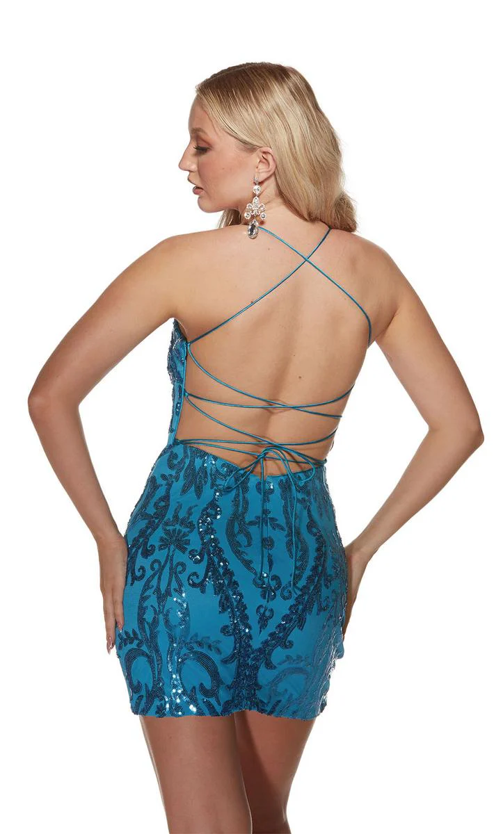 Alyce Paris Pattern Sequin Homecoming Dress 4903 - Image 6