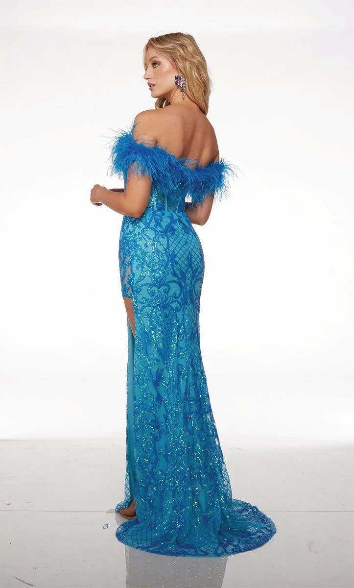 Alyce Plunging Floral Sequin Prom Dress 61616 - Image 2