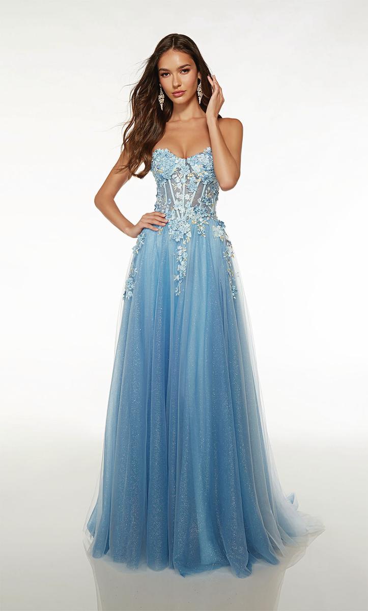 Alyce 3D Floral A-Line Prom Dress 61634 - Image 3