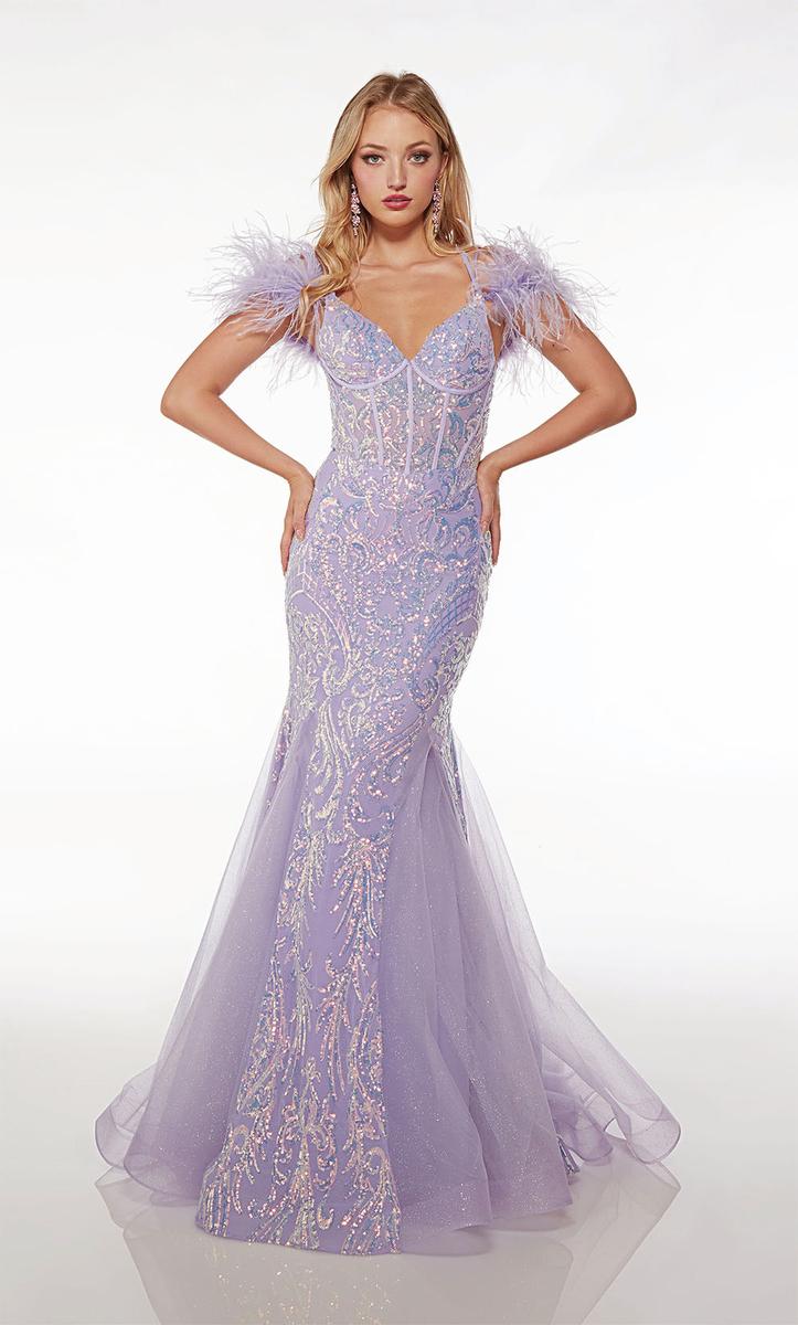 Alyce Paris Feather Off Shoulder Prom Dress 61653 - Image 3