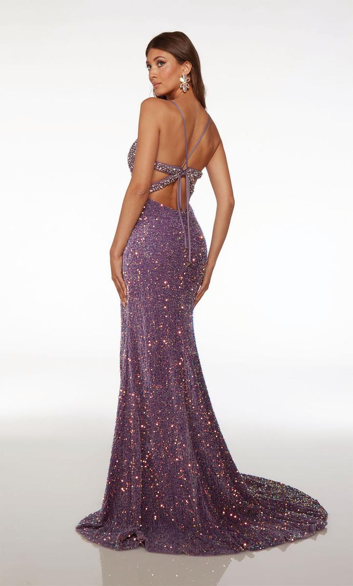 Alyce Velvet Sequin Cut Out Prom Dress 61666 - Image 2