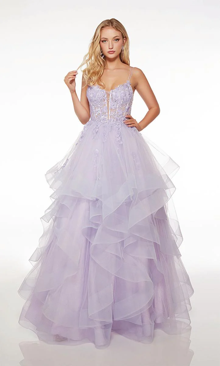 Alyce Paris Tiered Ball Gown Prom Dress 61668