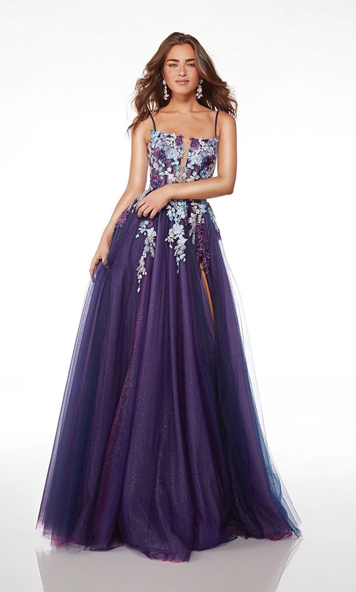 Alyce Paris Floral Lace A-Line Prom Dress 61673 - Image 3