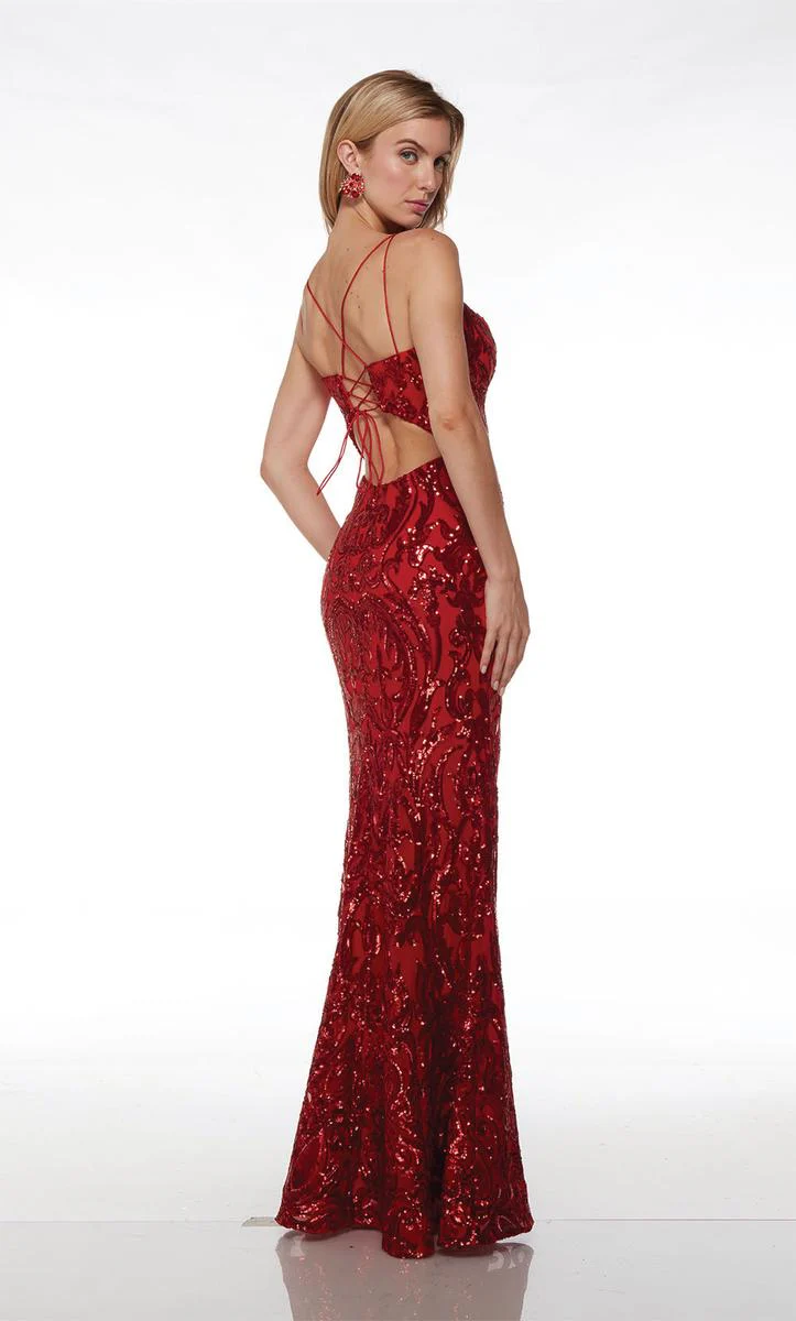 Ava Presley V-Neck Elegant Swirl Prom Dress 61677 - Image 2