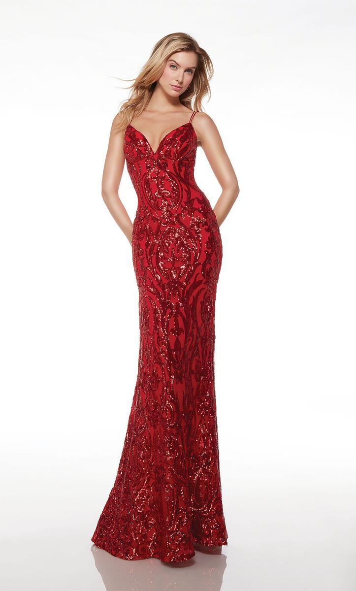 Ava Presley V-Neck Elegant Swirl Prom Dress 61677 - Image 3