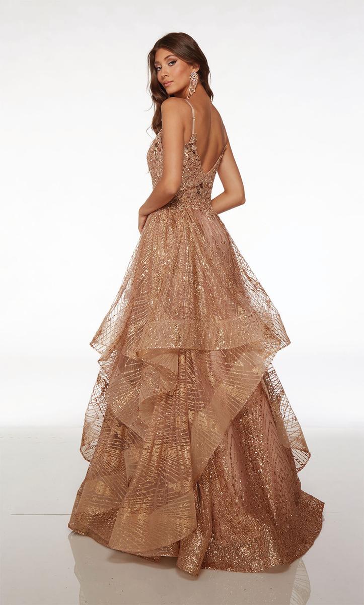 Alyce A-Line Tiered Sequin Prom Dress 61682 - Image 2