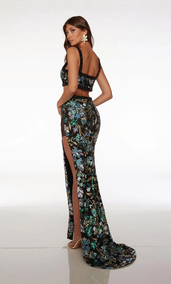 Alyce Two Piece Floral Sequin Prom Dress 61689 - Image 5
