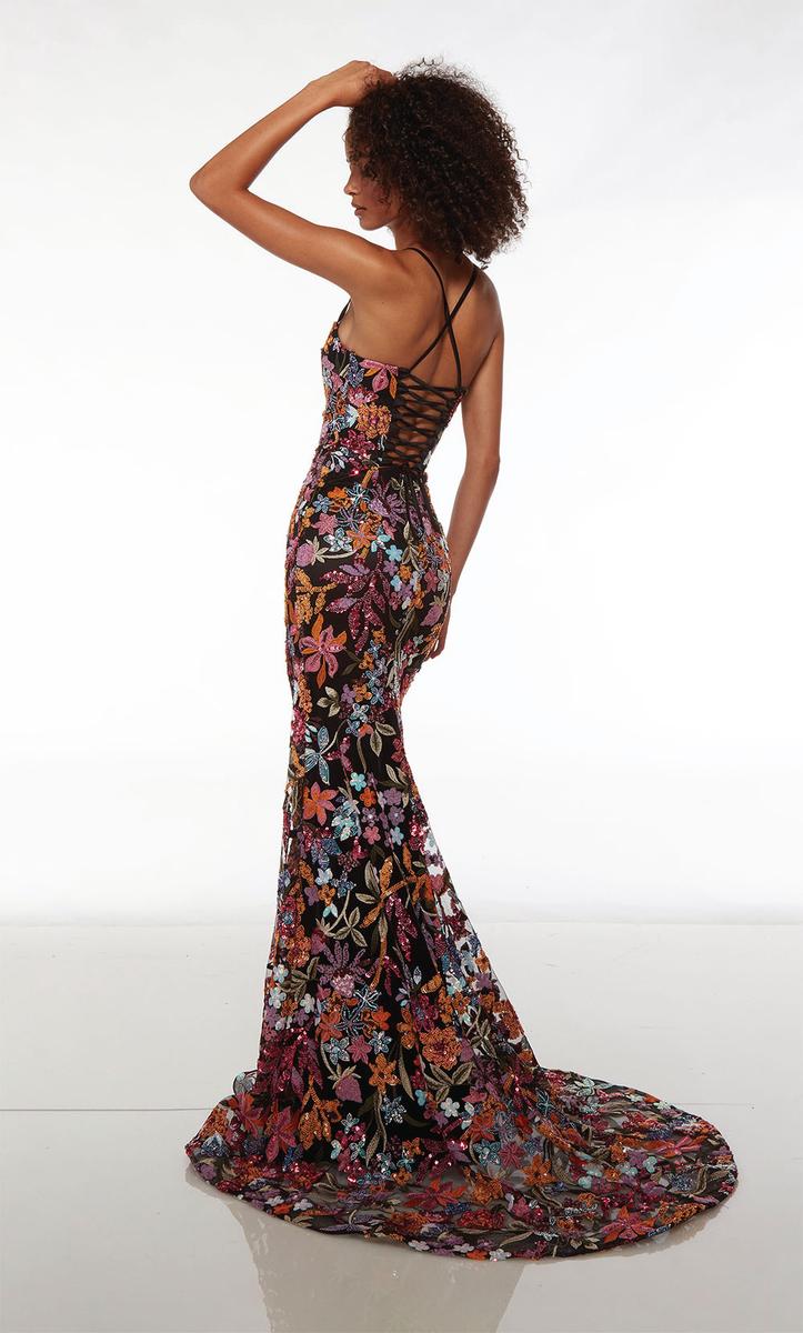 Alyce Paris Floral Sequin Prom Dress 61690 - Image 2