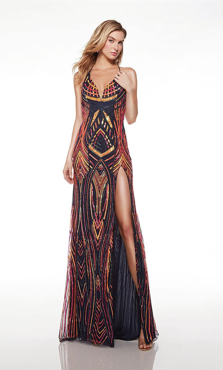 Alyce Paris Sequin High Slit Prom Dress 61692 - Image 3