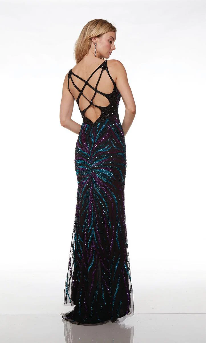 Alyce V-Neck Open Back Sequin Prom Dress 61694 - Image 2